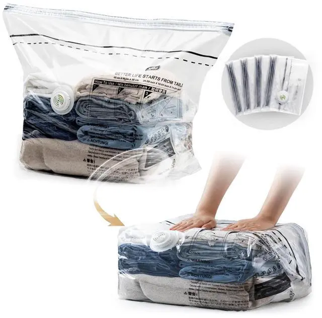 Main image of Cube Vacuum Storage Bags, 4 Pack Medium Size (25x19x11 inch), Vacuum Seal Bags for Clothing, Compression Packing for Clothes, Blankets, Baby Clothes, No Pump Needed