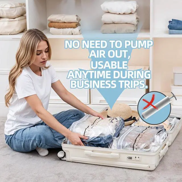 Alt view image 4 of 7 - Cube Vacuum Storage Bags, 4 Pack Medium Size (25x19x11 inch), Vacuum Seal Bags for Clothing, Compression Packing for Clothes, Blankets, Baby Clothes, No Pump Needed