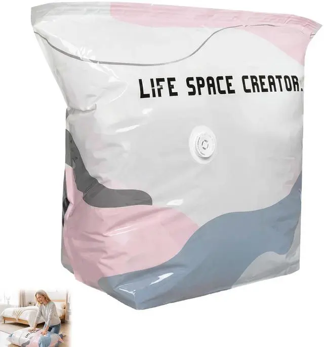 Main image of No Pump Vacuum Storage Bags, Cube Compression Space Saver Bags for Clothes, Comforters, Blankets, Pillows and Bedding, Reusable Vacuum Seal Storage Bags, 31.5 x 39.4 in, 1 Pack