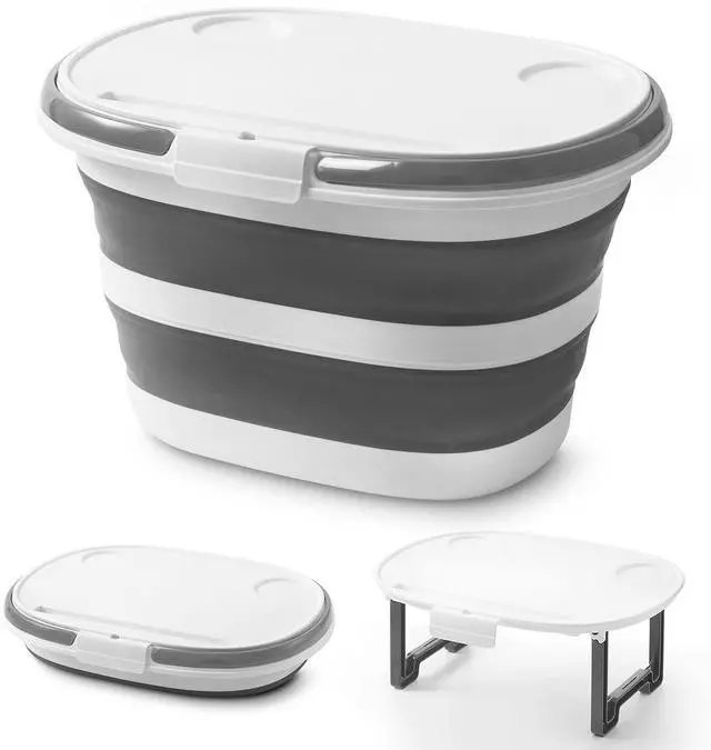 Main image of Collapsible Bucket, Upgraded 16L (4.2 Gallon) Collapsible Mop Bucket with Multi-Functional Lid, Foldable Portable Bucket Camping Beach Sand Pool Boat Fishing-Water Pot Pail-Space Saving Square