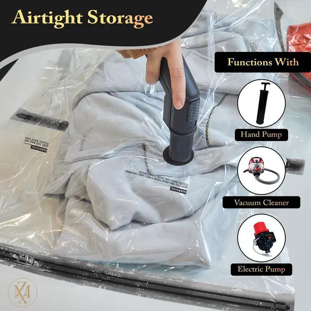 Alt view image 2 of 7 - Vacuum Storage Bags 12 Pack Without Hand Pump Space Saver Compression Bags, Airtight Double-Zip & Triple Valve, Reusable, Lavender Freshness, Bedding, Travel (S/M/L/Jumbo) (Without Pump)