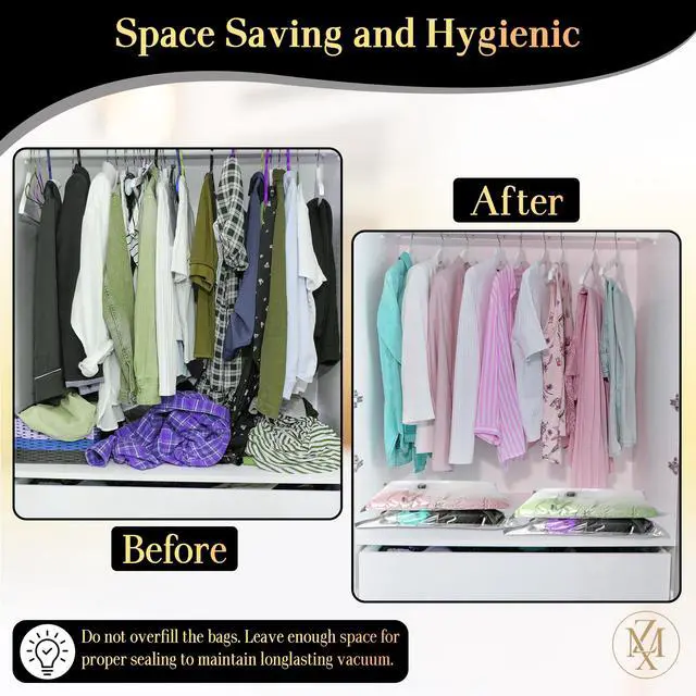 Alt view image 4 of 7 - Vacuum Storage Bags 12 Pack Without Hand Pump Space Saver Compression Bags, Airtight Double-Zip & Triple Valve, Reusable, Lavender Freshness, Bedding, Travel (S/M/L/Jumbo) (Without Pump)