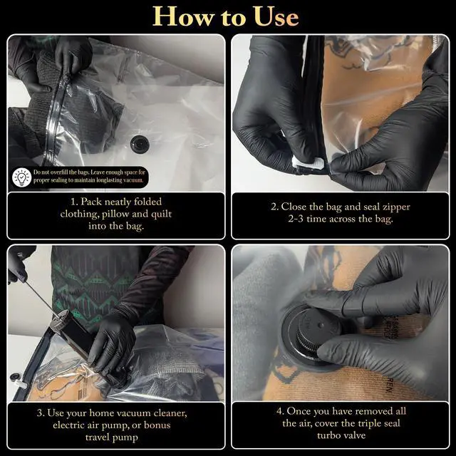 Alt view image 3 of 7 - Vacuum Storage Bags 12 Pack Without Hand Pump Space Saver Compression Bags, Airtight Double-Zip & Triple Valve, Reusable, Lavender Freshness, Bedding, Travel (S/M/L/Jumbo) (Without Pump)