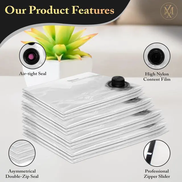 Alt view image 6 of 7 - Vacuum Storage Bags 12 Pack Without Hand Pump Space Saver Compression Bags, Airtight Double-Zip & Triple Valve, Reusable, Lavender Freshness, Bedding, Travel (S/M/L/Jumbo) (Without Pump)
