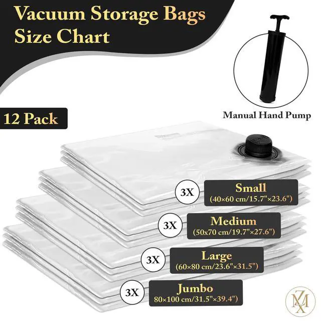 Alt view image 7 of 7 - Vacuum Storage Bags 12 Pack Without Hand Pump Space Saver Compression Bags, Airtight Double-Zip & Triple Valve, Reusable, Lavender Freshness, Bedding, Travel (S/M/L/Jumbo) (Without Pump)