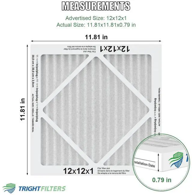 Alt view image 2 of 7 - 12x12x1 Air Filter 4 Pack, MERV 8 Pleated Dust Defense Air Filters Replacement Air Conditioner HVAC AC Furnace Filter, Durable and Lightweight