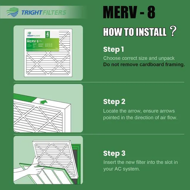 Alt view image 7 of 7 - 12x12x1 Air Filter 4 Pack, MERV 8 Pleated Dust Defense Air Filters Replacement Air Conditioner HVAC AC Furnace Filter, Durable and Lightweight
