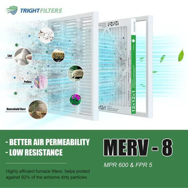 Alt view image 5 of 7 - 12x12x1 Air Filter 4 Pack, MERV 8 Pleated Dust Defense Air Filters Replacement Air Conditioner HVAC AC Furnace Filter, Durable and Lightweight