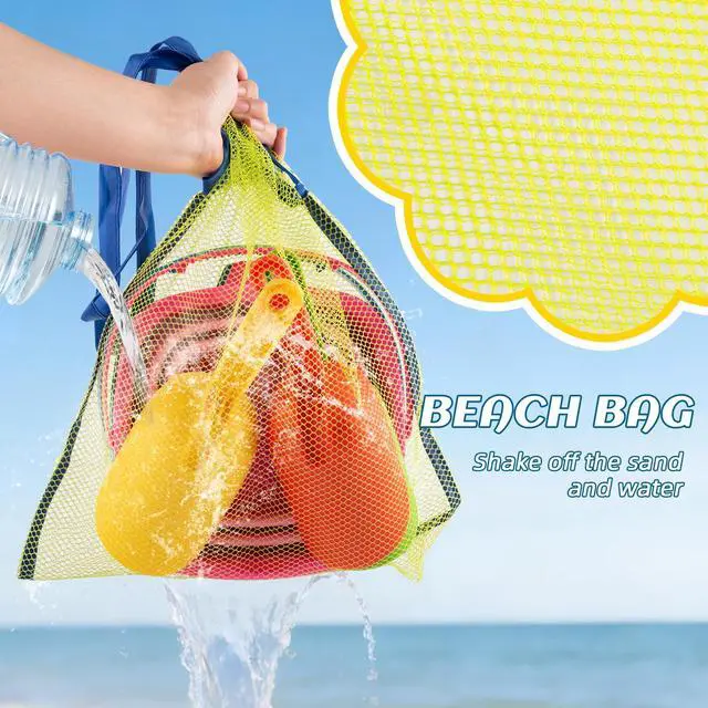 Alt view image 4 of 7 - Collapsible Beach Toys for Kids & Toddlers, 3 Pack Foldable Silicone Sand Buckets with 3 Shovels & Mesh Storage Bag, Portable Water Pail for Easter Egg Hunt, Camping, Travel