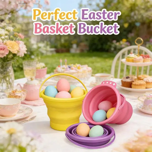 Alt view image 4 of 7 - Foldable Beach Bucket, Foldable Multi-Purpose Sand Bucket for Car Wash, Cleaning, Camping, Outdoor, Household Chores & Garden Tool, Easter Basket, Ideal Gift, Travel Accessories 3 PCS