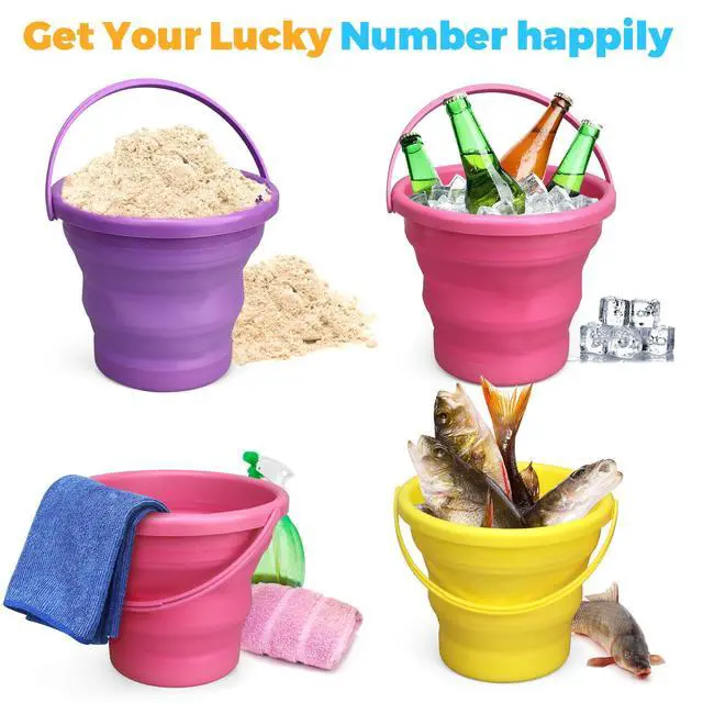Alt view image 5 of 7 - Foldable Beach Bucket, Foldable Multi-Purpose Sand Bucket for Car Wash, Cleaning, Camping, Outdoor, Household Chores & Garden Tool, Easter Basket, Ideal Gift, Travel Accessories 3 PCS