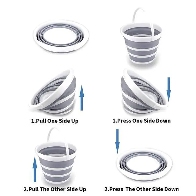 Alt view image 5 of 7 - 2.6 Gallons Collapsible Bucket with Handle, Space Saving Design Portable Foldable Water Pail for Indoor/Outdoor, Mop, Boating, Camping, and Fishing (1-Pack)