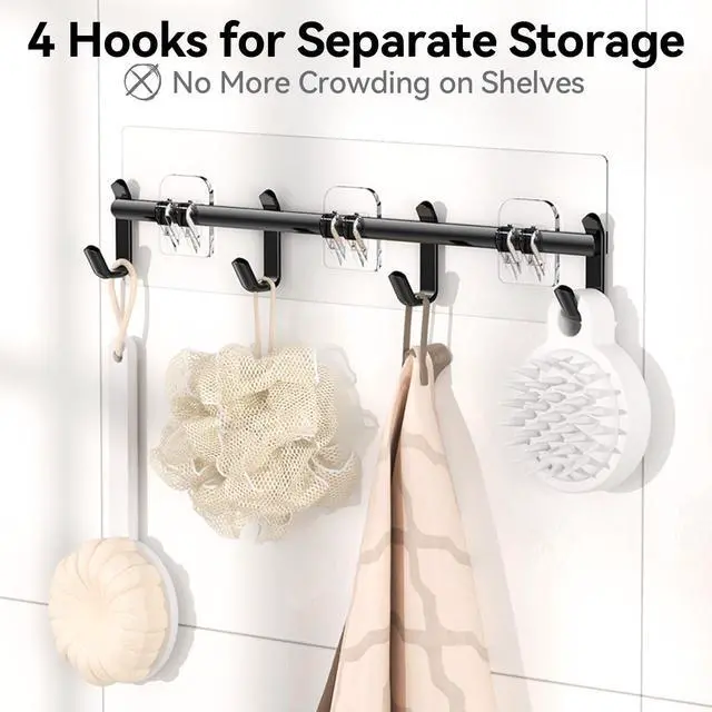 Alt view image 5 of 7 - Shower Caddy Adhesive, Rustproof Shower Organizer with Soap Holder, Large Capacity Shower Shelves for Inside Shower, No Drilling Bathroom Organizers and Storage for Home Decor 6 Pack Black