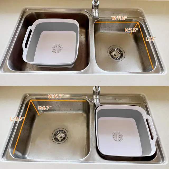 Alt view image 5 of 7 - Collapsible Wash Basin with Drain Plug - 2.4 Gallon Foldable Kitchen Sink for Baby Bottles, RV Camping, Space-Saving Dish Tub (Gray)