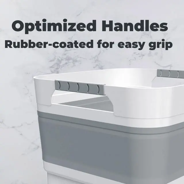 Alt view image 3 of 7 - 2.6 Gallon Collapsible Wash Basin - Large Capacity Portable Dish Tub with Drain Plug for Baby Bottles, RV Camping Kitchen, Space-Saving Foldable Sink (Gray)