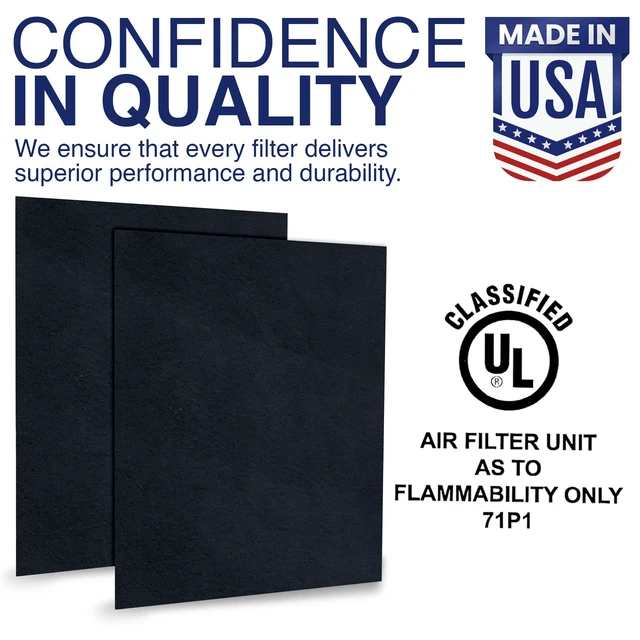 Alt view image 4 of 7 - Cut-to-Fit Activated Carbon Filter Pad, 16 x 48 Sheet | Trims to any size for furnace, AC, HVAC, vents & range hoods; absorbs smoke, pet & cooking odors; UL 900 certified; USA made