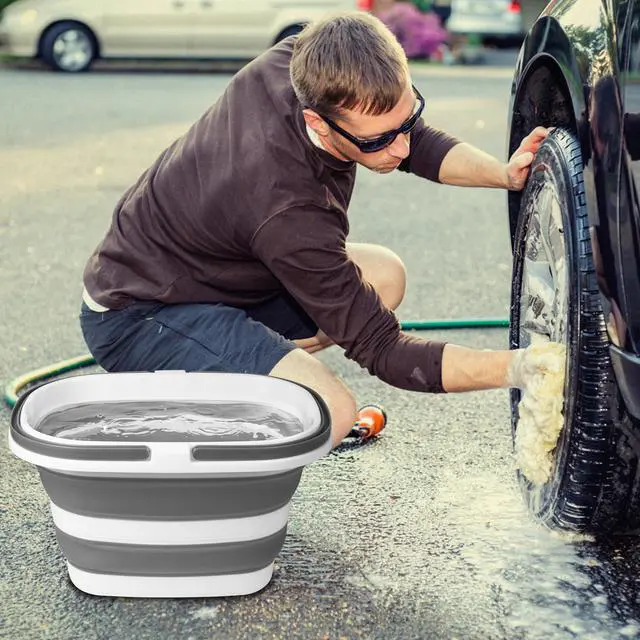 Alt view image 6 of 6 - Large Collapsible Mop Bucket, 16L(4.2 Gallon) Plastic Bucket for House Cleaning, Car Washing, Silicone Cleaning Supplier Organizer, Portable Basket with Handle for Laundry Storage, RV Camping, Fishing