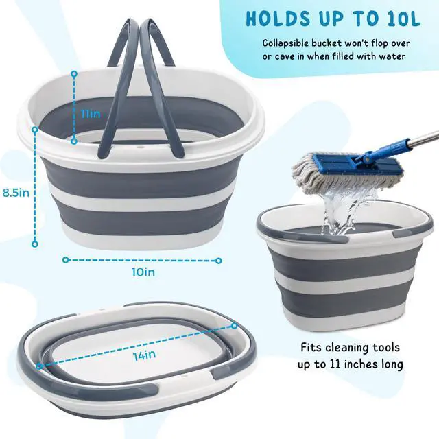 Alt view image 4 of 7 - Collapsible Water Bucket with Handle, 10L(2.6 Gallon) Foldable Plastic Bucket for Mopping, Window Cleaning, Car Washing, Fishing, Ice Buckets for Camping, Portable Household Organizer Caddy