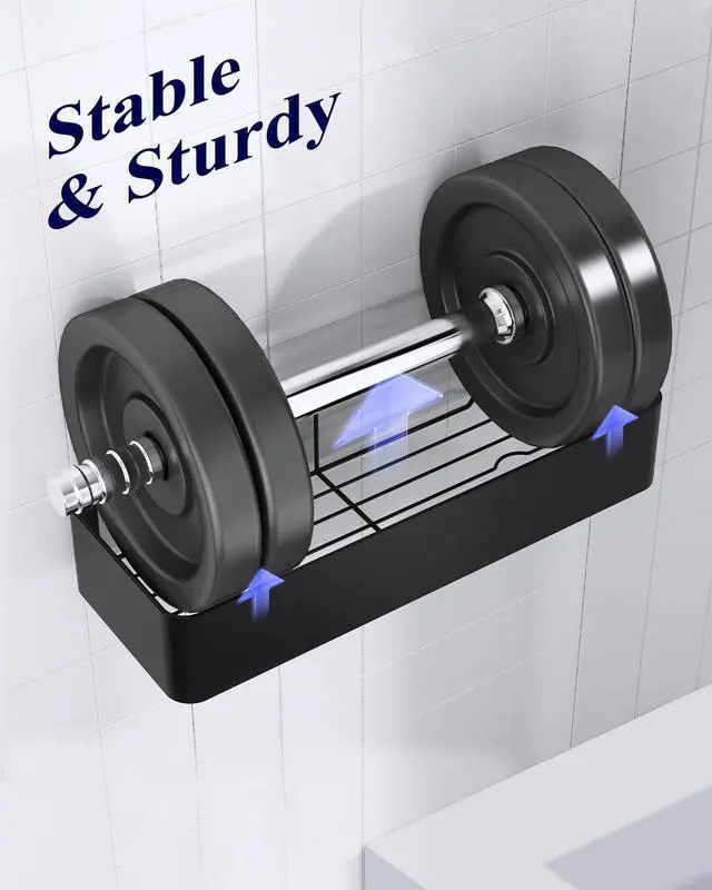 Alt view image 6 of 7 - Shower Caddy - 2 Pack Adhesive Shower Organizer, Rustproof Metal Shelves, No-Drill Bathroom Organizers and Storage, Black, Large