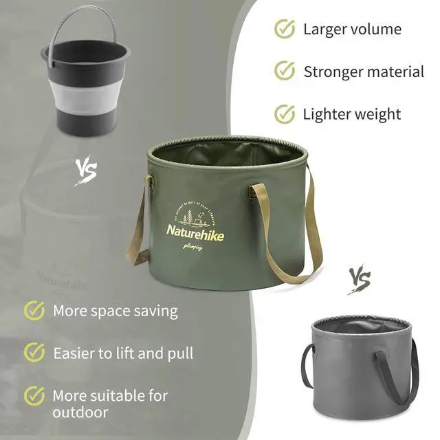 Alt view image 2 of 7 - Collapsible Bucket, Folding Bucket Wash Basin with Handle, Portable Water Container 2.64 Gallon (10L) for Camping Fishing Travelling Gardening
