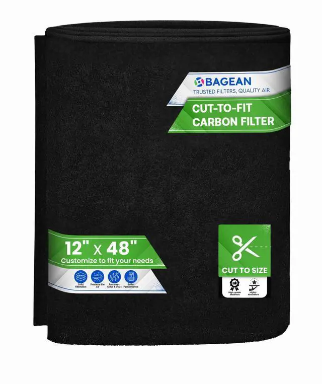 Main image of Cut to Fit Activated Carbon Filter Sheet 12 x 48 - Activated Carbon Air Filter for Air Purifiers Window AC Air Vent And More - Charcoal Filters Absorb Odors & Freshens the Air (1-Pack)