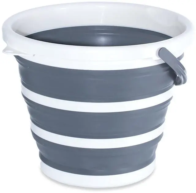 Main image of 10L Round Collapsible Bucket, 2.6 Gallon Portable Folding Water Container with Handle for Camping, Fishing, Hiking, Travel & Gardening
