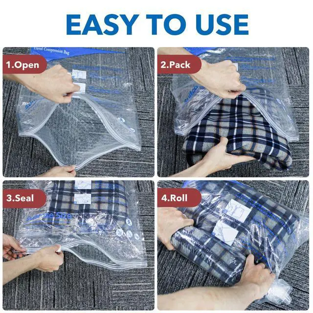 Alt view image 4 of 7 - Vacuum Storage Bags, Space Saver Sealer Bags for Clothing, Pillows, Comforters, Blankets, Bedding, Travel, 12 Roll Bags, PA+PE Material