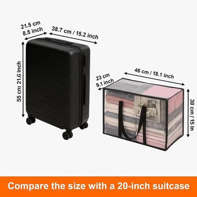 Alt view image 3 of 7 - 3 Pack Clear Clothes Storage Bag, 40L Plastic Blanket Storage Bag with Zipper, Foldable Closet Organizer, Moving bags for Comforter, Blanket, Bedding, Duvet, Toys