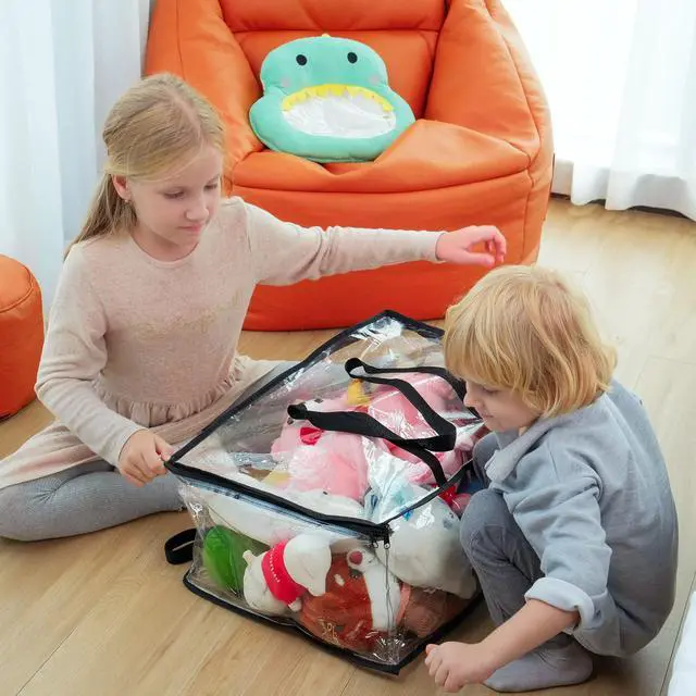 Alt view image 7 of 7 - 3 Pack Clear Clothes Storage Bag, 40L Plastic Blanket Storage Bag with Zipper, Foldable Closet Organizer, Moving bags for Comforter, Blanket, Bedding, Duvet, Toys