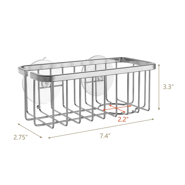 Alt view image 4 of 7 - NeverRust Deluxe Kitchen & Bathroom Sink Sponge Holder Organizer with Adhesive Mount - Additional Suction Cup Included Sponge & Brush NOT Included 7.4 x 3.3 x 2.75 Inch