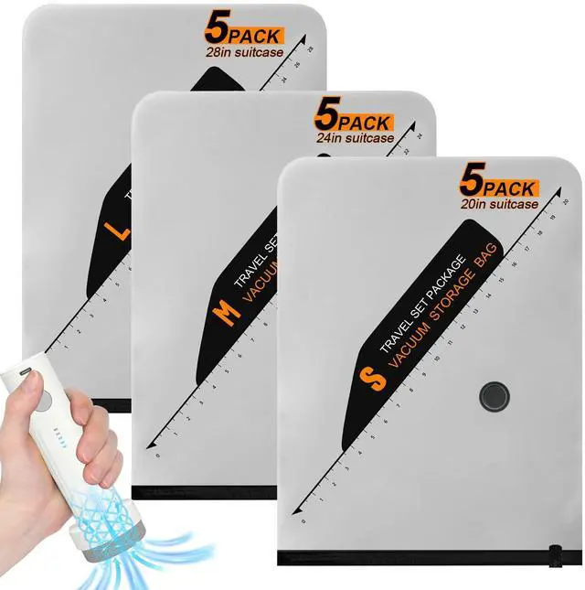 Main image of 15 Pack Space Saver Vacuum Storage Bags with 6000Pa Wireless Air Pump for Clothes Comforters, 5 Jumbo+5 Medium+5 Small Storage Bags Vacuum Sealed, Compression Packing Ziplock Bags for Suitcase