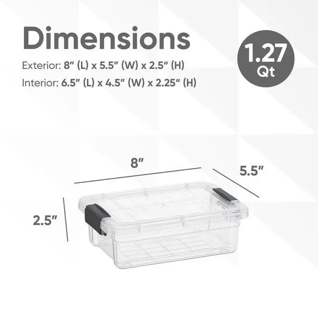 Alt view image 2 of 7 - Clear Storage Boxes with Lids, 1.27 Quart Plastic Container Bins for Organizing, Stackable Crates, BPA Free, Non Toxic, Odor Free, Organizers for Home, Office and Dorm