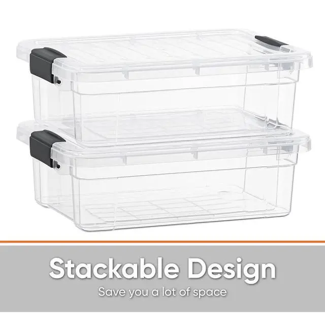Alt view image 3 of 7 - Clear Storage Boxes with Lids, 1.27 Quart Plastic Container Bins for Organizing, Stackable Crates, BPA Free, Non Toxic, Odor Free, Organizers for Home, Office and Dorm