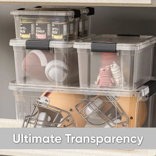 Alt view image 7 of 7 - Clear Storage Boxes with Lids, 1.27 Quart Plastic Container Bins for Organizing, Stackable Crates, BPA Free, Non Toxic, Odor Free, Organizers for Home, Office and Dorm