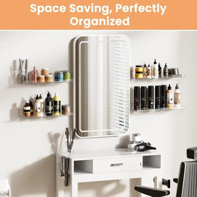 Alt view image 7 of 7 - Acrylic Shelves for Bathroom Storage, 15" Floating Shelves Wall Organizer for Perfume, Make up, Skincare, Kids Bookshelf for Bedroom, Nursery, Living Room Decor, Clear, 4 Pack