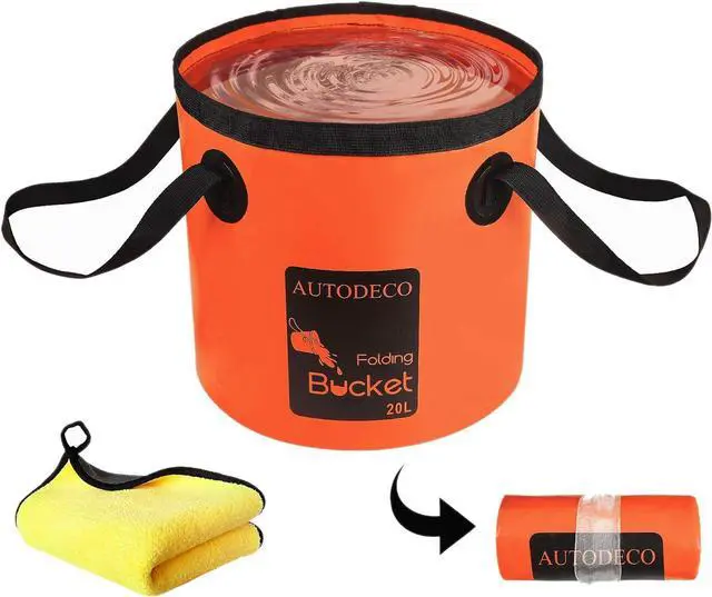 Main image of Collapsible Bucket 5 Gallon Container Folding Water Bucket Portable Wash Basin for Camping Fishing Travelling Outdoor Gardening Orange 1Pcs 20L