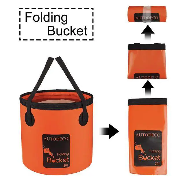 Alt view image 2 of 7 - Collapsible Bucket 5 Gallon Container Folding Water Bucket Portable Wash Basin for Camping Fishing Travelling Outdoor Gardening Orange 1Pcs 20L