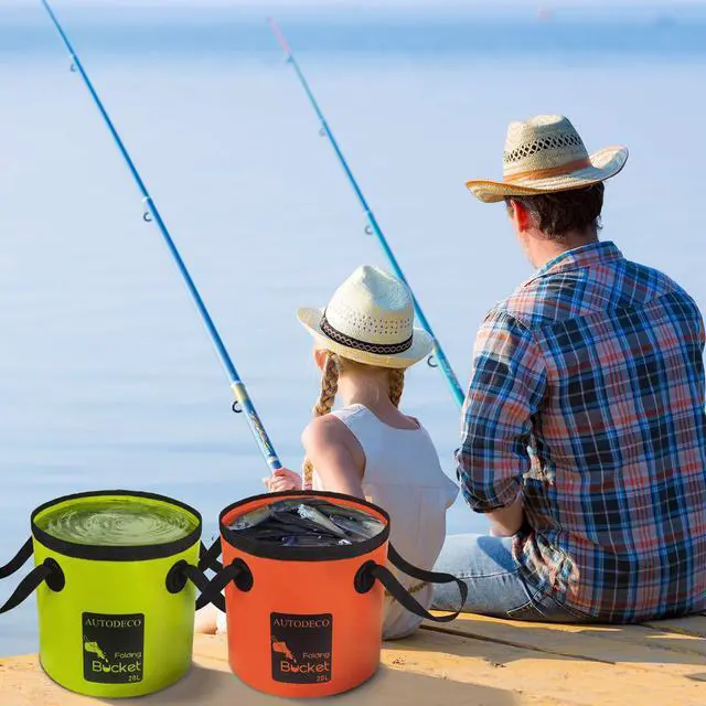 Alt view image 7 of 7 - Collapsible Bucket 5 Gallon Container Folding Water Bucket Portable Wash Basin for Camping Fishing Travelling Outdoor Gardening Orange 1Pcs 20L