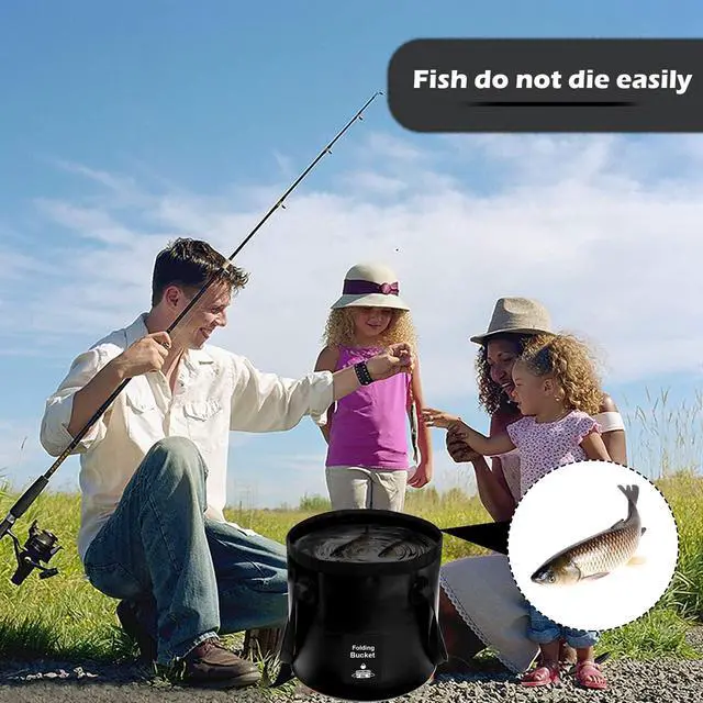 Alt view image 5 of 7 - Collapsible Bucket with Handle, Lightweight Folding Water Container, Portable Collapsible Bucket for Fishing, Camping, Hiking, Backpacking, Outdoor Survival, Car Washing Black 20L