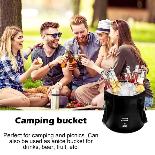 Alt view image 6 of 7 - Collapsible Bucket with Handle, Lightweight Folding Water Container, Portable Collapsible Bucket for Fishing, Camping, Hiking, Backpacking, Outdoor Survival, Car Washing Black 20L