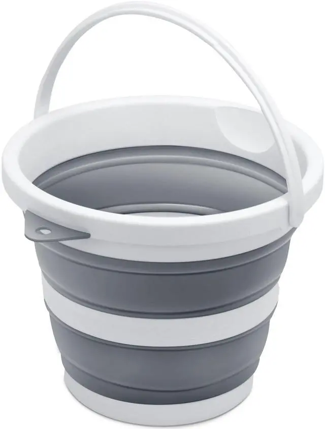 Main image of Small Collapsible Bucket 1.3 Gal/5L, BPA-Free - Space-Efficient, Portable Foldable Water Pail for Household, Outdoor Use, Car Wash, Camping, Fishing - Grey, Single Pack