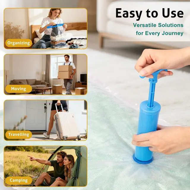 Alt view image 6 of 6 - 8 Pack Travel Vacuum Storage Bags 4 Size(24/28/32/40 Inch), Portable Vacuum Seal Bags for Clothing Travel with Pump, Space Saver Bag for Luggage Suitcases Clothes Bedding Seasonal Storage