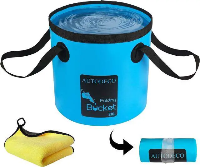 Main image of Collapsible Bucket 5 Gallon Container Folding Water Bucket Portable Wash Basin for Camping Fishing Travelling Outdoor Gardening Blue 1Pcs 20L