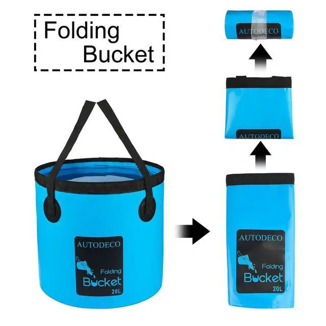 Alt view image 2 of 7 - Collapsible Bucket 5 Gallon Container Folding Water Bucket Portable Wash Basin for Camping Fishing Travelling Outdoor Gardening Blue 1Pcs 20L