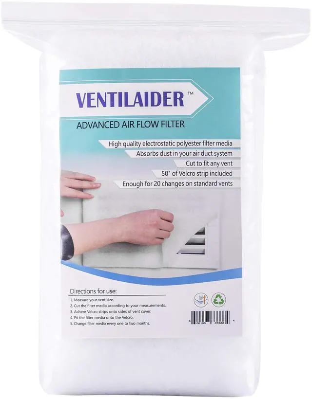 Main image of Complete Air Vent Register Filter Set Cut To Fit Any Size 16" x 60" & 50" Installation Tape, Electrostatic Fabric. Purifies Air, Helps Reduce Dust From Ducts, AC Furnace System