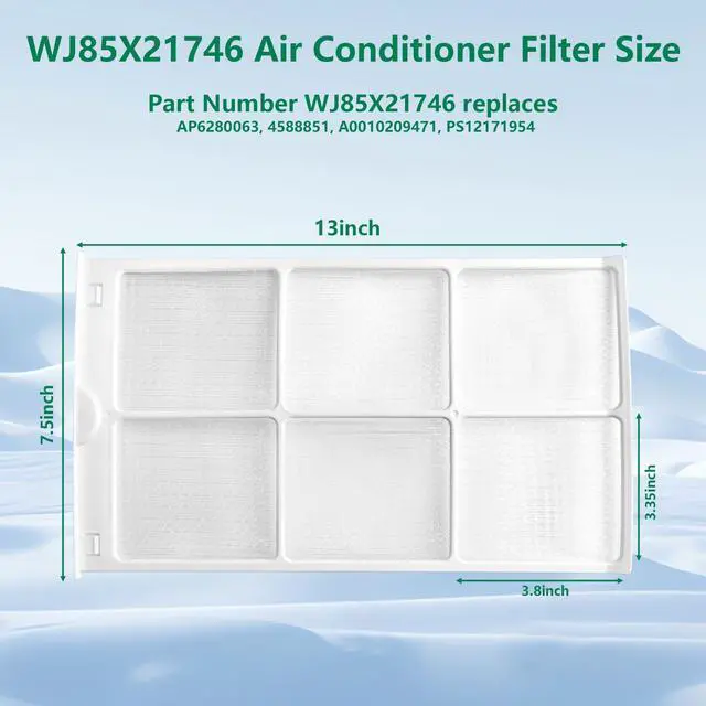 Alt view image 2 of 7 - WJ85X21746 Air Conditioner Filter Compatible with GE AHQ06LYW1 AHQ06LYQ1 AHR05LWQ2 AHR05LWQ2 WJ85X21746 Replacement Parts for AP6280063 4588851 A0010209471 PS12171954 (1 Pack)