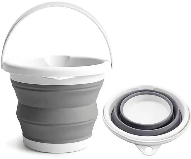 Main image of Collapsible Bucket 5L, Foldable Silicone Water Pail with Handle, Portable Space Saving Bucket for Cleaning, Camping, Car Wash, Fishing, Travel, Durable Lightweight Utility Container