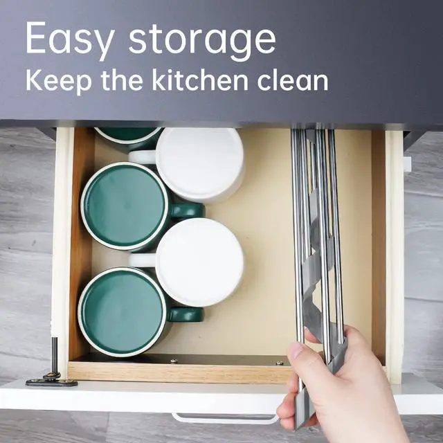 Alt view image 6 of 7 - Triangle Roll-Up Dish Drying Rack for Sink Corner Small Foldable Stainless Steel Over The Sink Multipurpose Kitchen Drainer Caddy Organizer Storage Space Saver Shelf Holder (Gray)