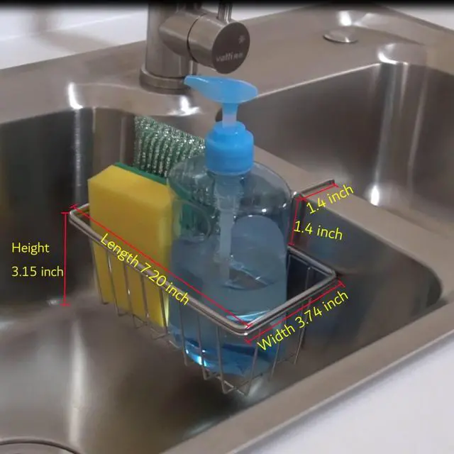 Alt view image 3 of 6 - Kitchen Sponge Holder - JIANYI Stainless Steel Holder, Kitchen Sink Caddy, Dishwashing Liquid Drainer Rack - Sink Organizer for Sponge Brush Soap Towel and Sink Supplies