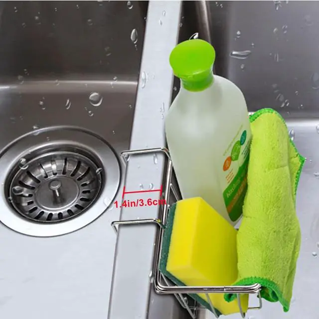 Alt view image 4 of 6 - Kitchen Sponge Holder - JIANYI Stainless Steel Holder, Kitchen Sink Caddy, Dishwashing Liquid Drainer Rack - Sink Organizer for Sponge Brush Soap Towel and Sink Supplies